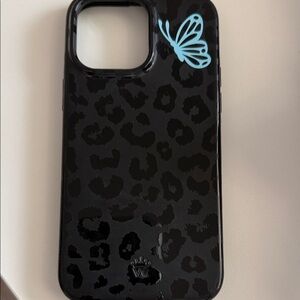 Velvet Caviar Black Leopard Case with Blue Butterfly